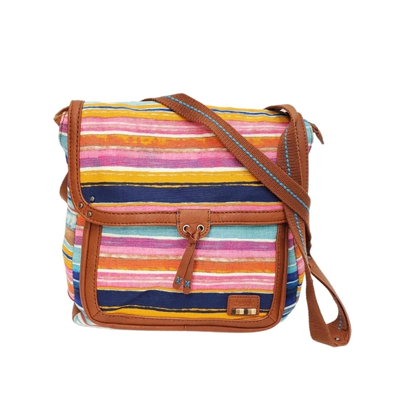 The Sak Handbags - THE Sak Striped Boho Canvas Messenger Backpack Bag